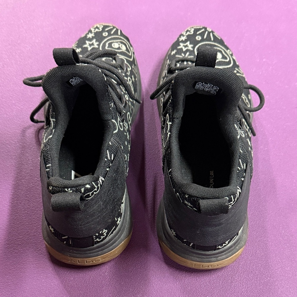 Aldo Black Sneakers with White Doodle Print - Picture 6 of 10